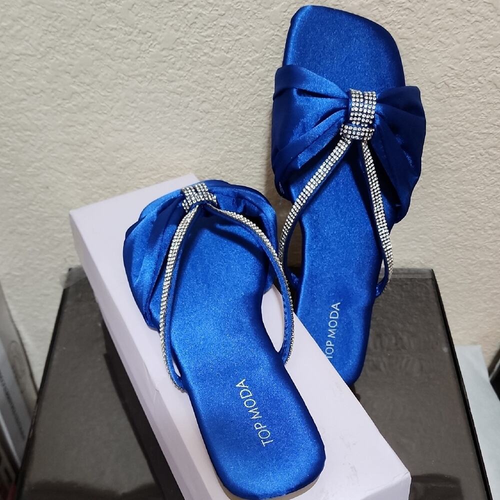 Top Moda Women's Blue Satin Sandals